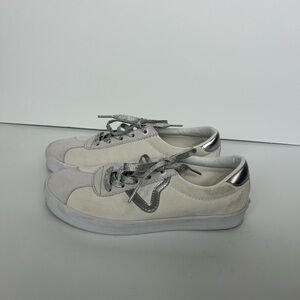 Vans Women's Cream Sneakers with Silver Accents